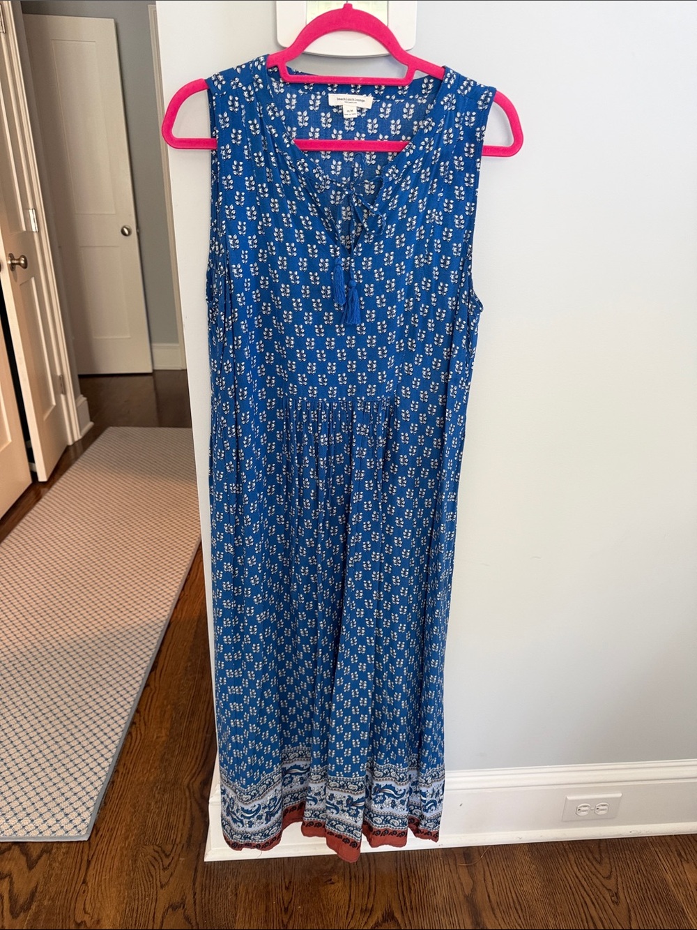 beachlunchlounge Blue Printed Sleeveless Maxi with Border Trim